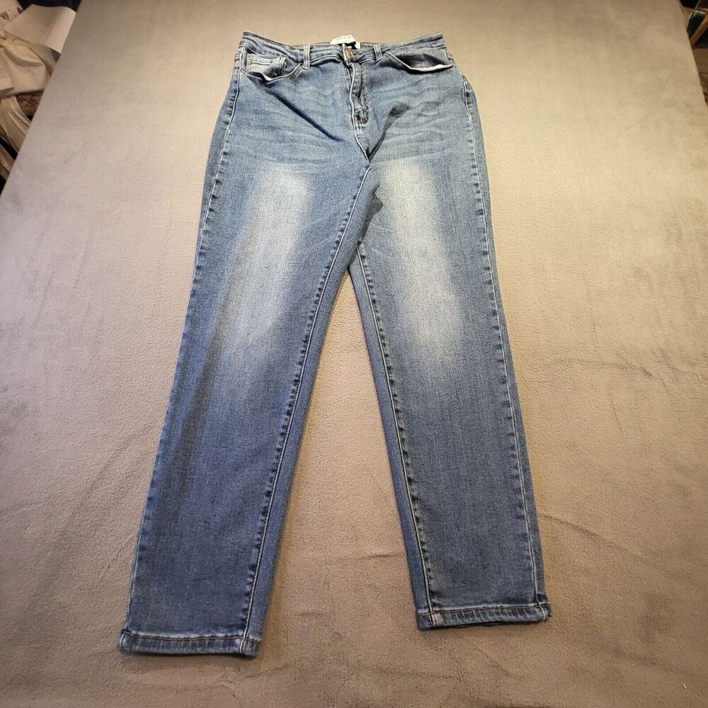 WAX JEANs Juniors 13 Blue Stretch Straight Leg Denim Distressed